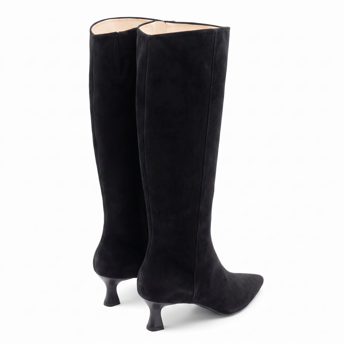 Botas altas de ante con tacón bajo para mujer