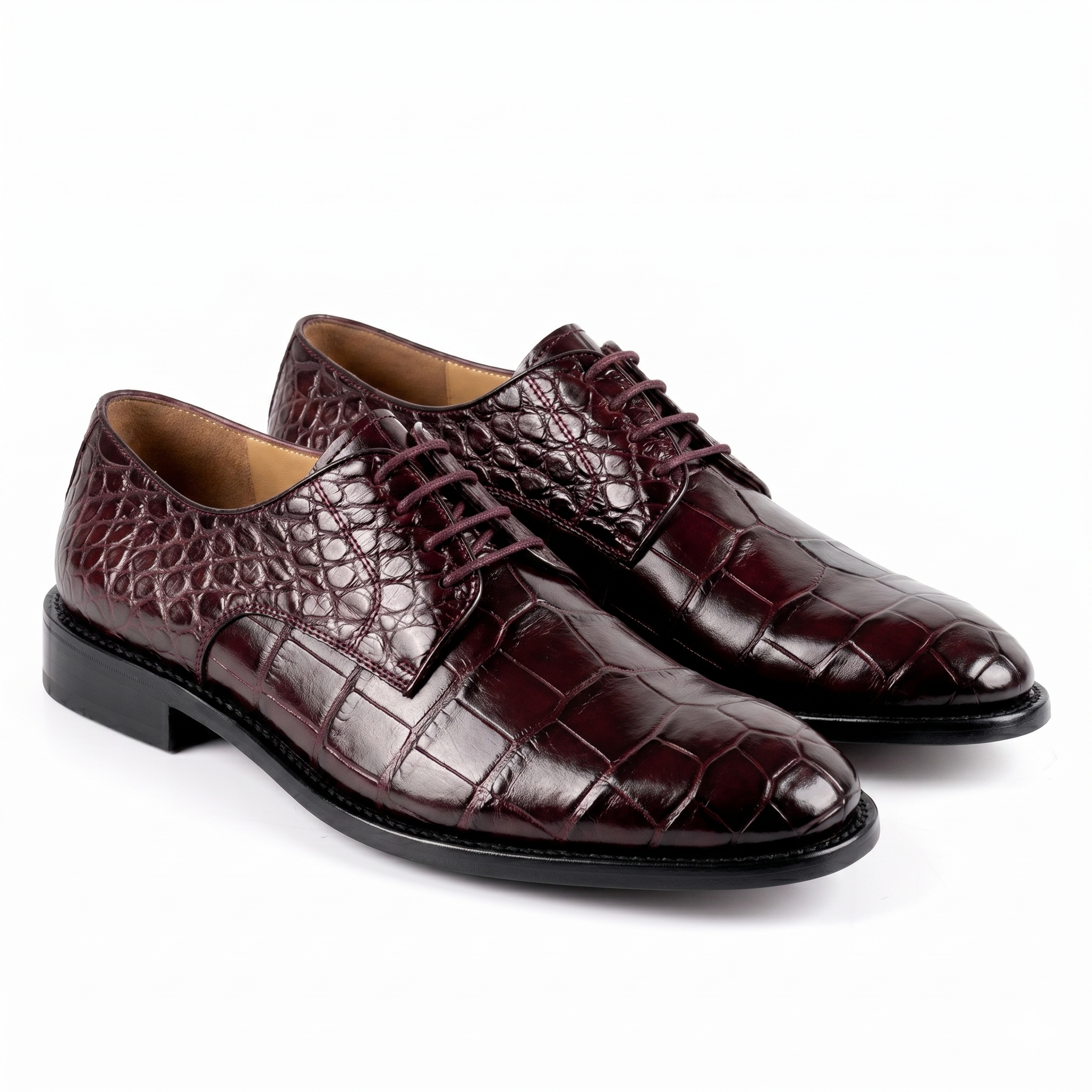 Zapatos derby de cocodrilo vino