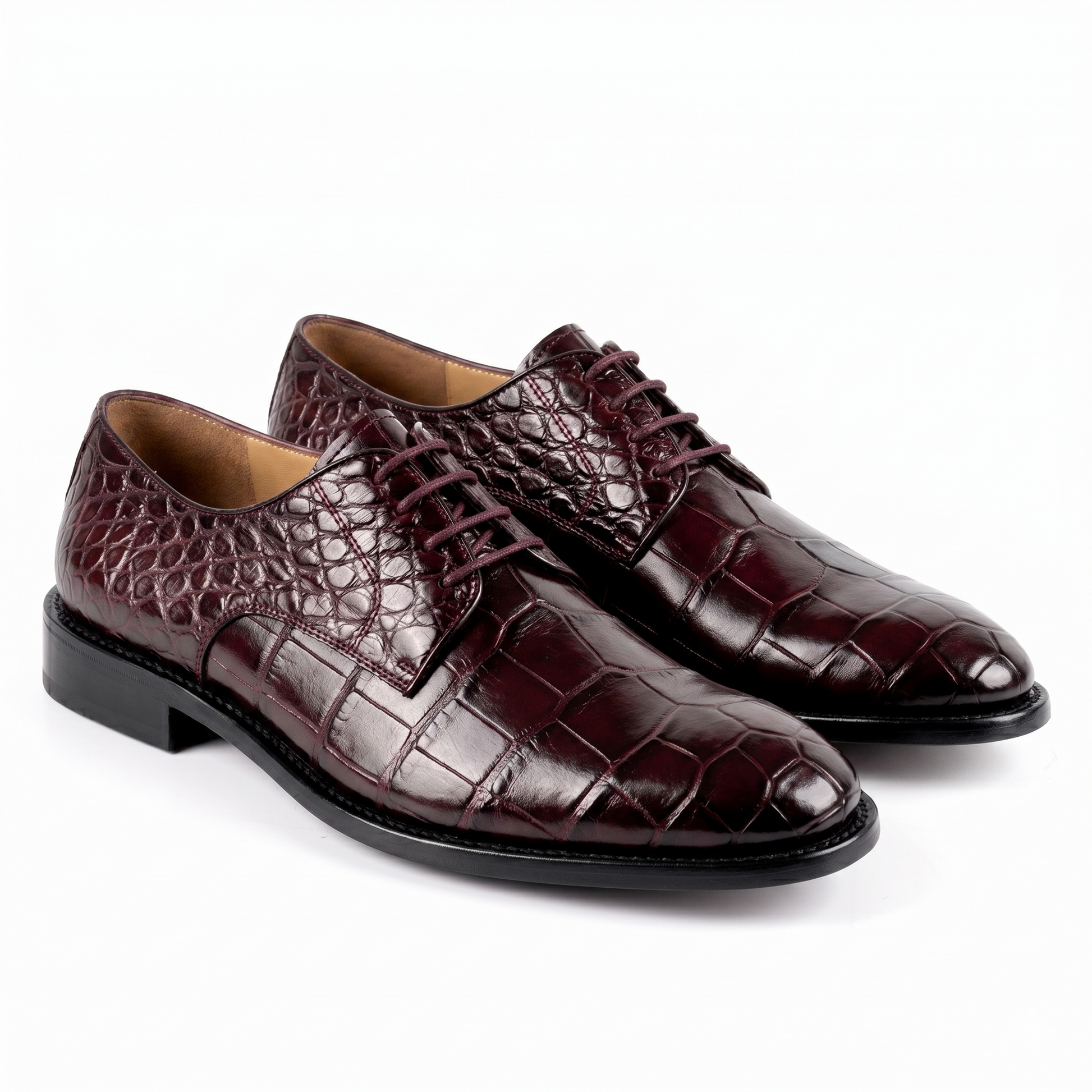 Zapatos derby de cocodrilo vino