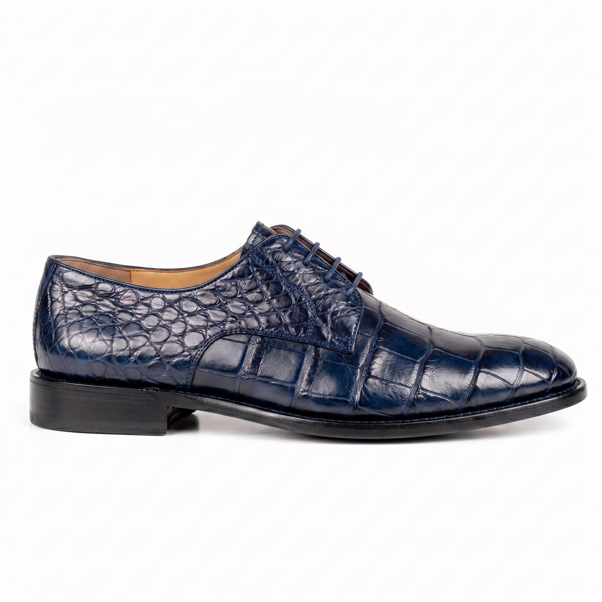 Zapatos derby de cocodrilo color azul marino