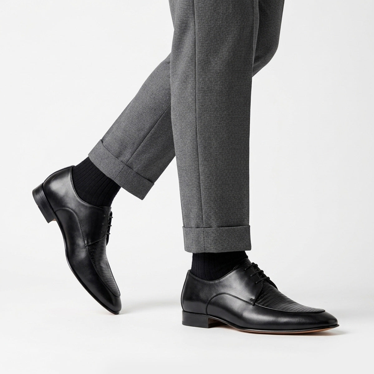 Zapatos derby en piel de lagarto para caballero