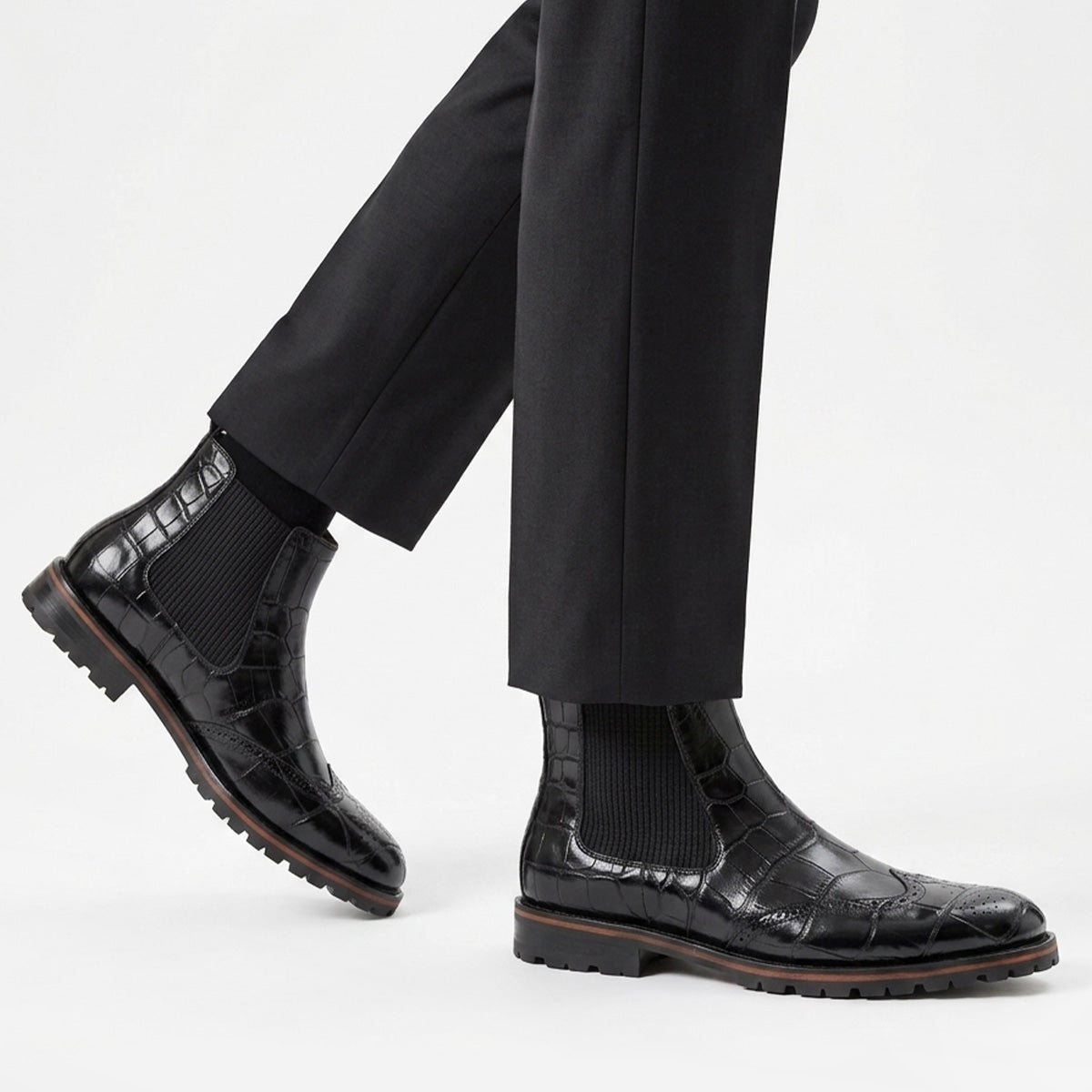 Botines negros de piel exótica para hombre