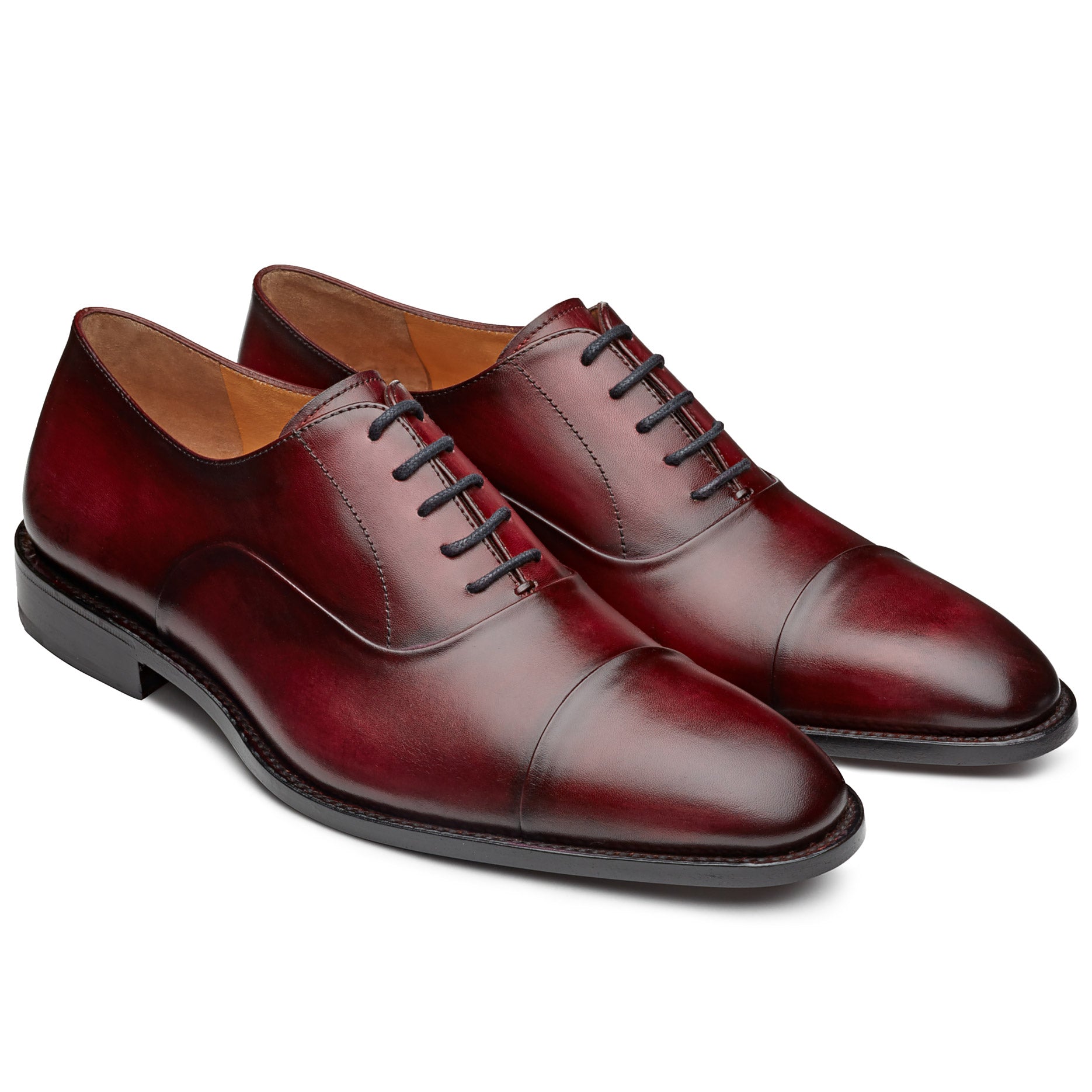 Zapatos oxford goodyear welt pintados a mano con puntera