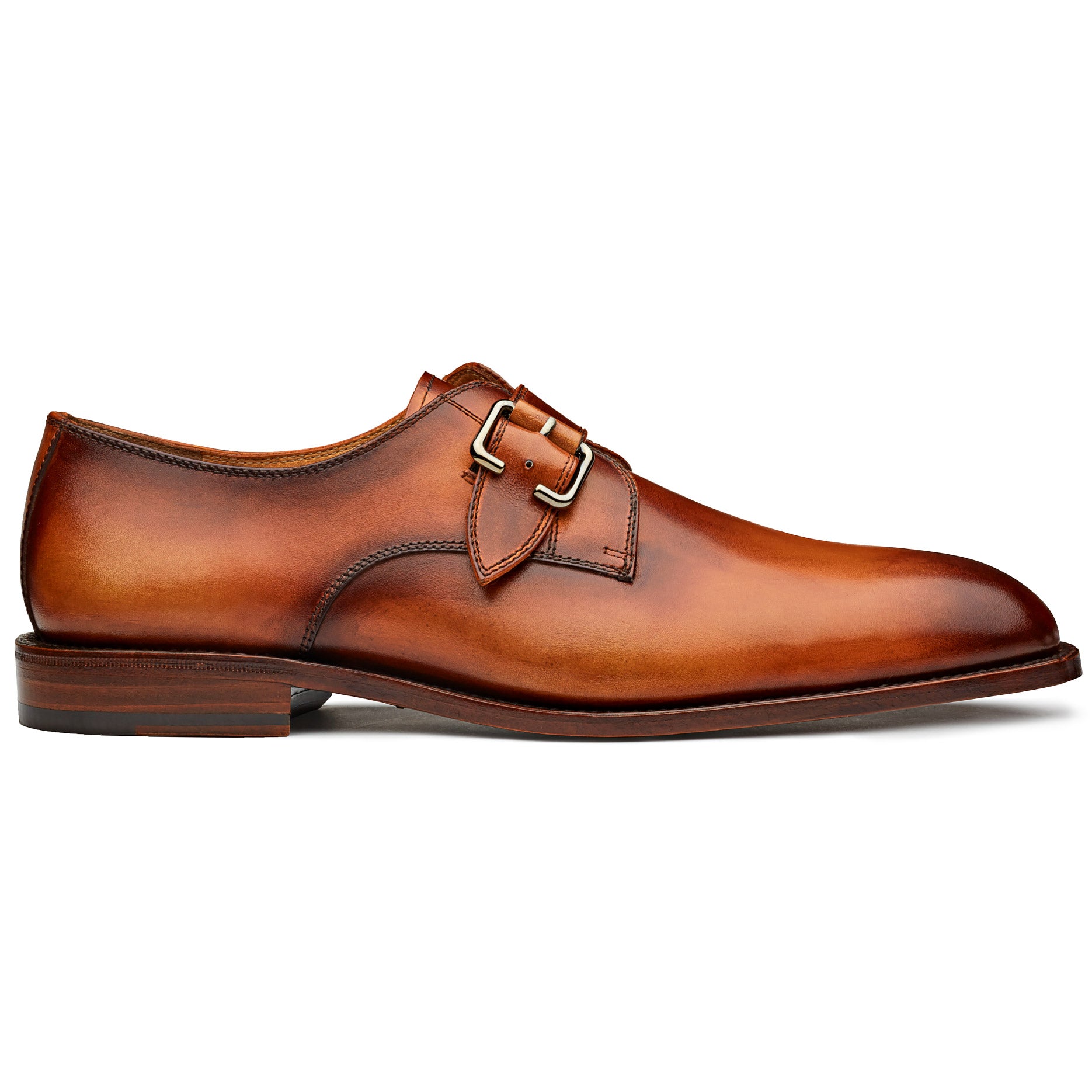 Zapatos formales de piel estilo monk strap pintados a mano Goodyear Welt para hombre