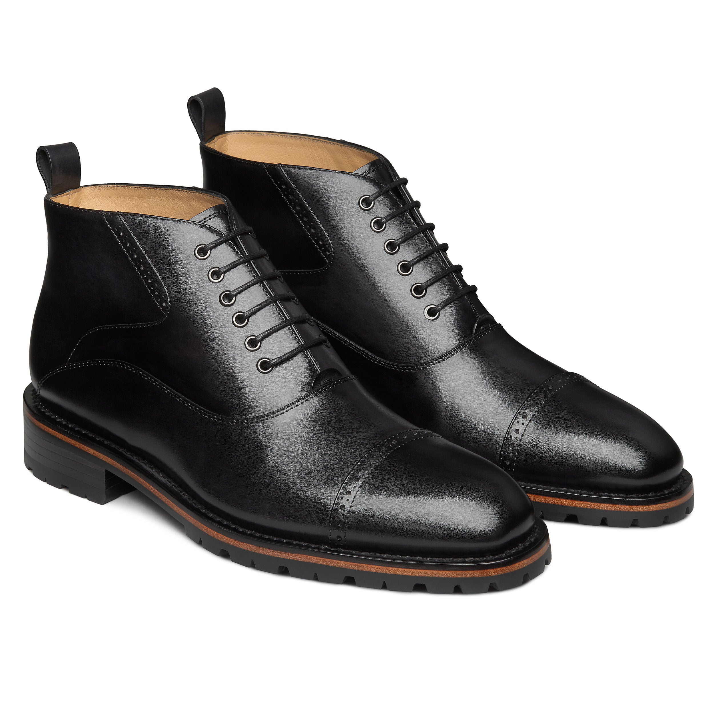 Botines artesanales de piel goodyear welt con suela vibram , pintados a mano para hombre